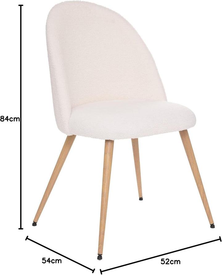 Stuhl Slano - Bouclé - Beine aus Buchenholzimitat - weiss - Weiss - Atmosphera créateur d'intérieur