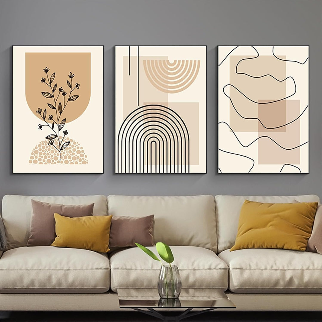 JNAOZI Abstrakte Linie Geometrie Bilder,Abstrakte Botanische Kunst Poster,Interior Home Decor Wall A