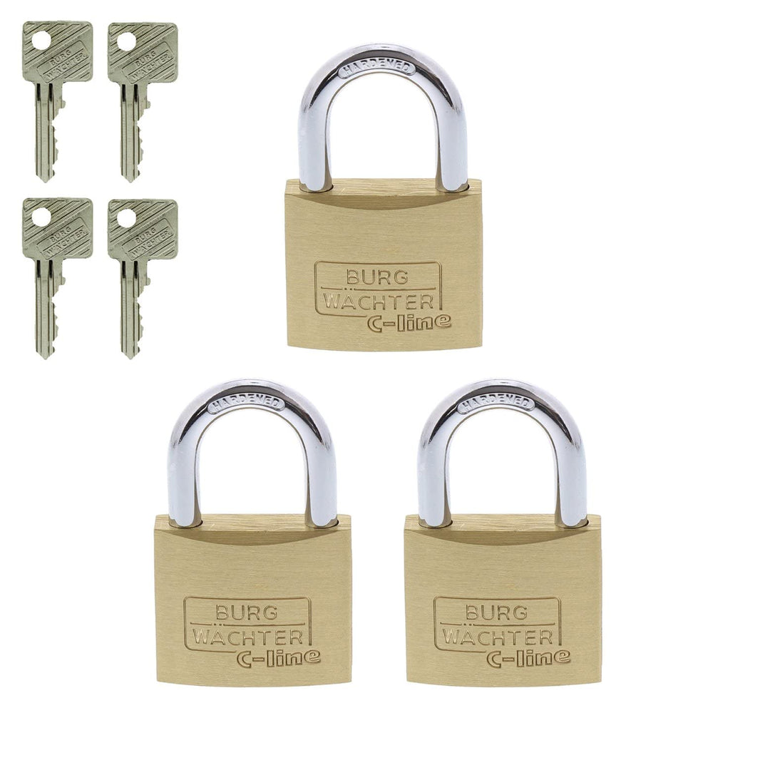 Burg-Wächter Vorhängeschloss, 3er-Set, 6 mm Bügelstärke, 4 Schlüssel, Trio 222 40 SB, 6 mm Büge