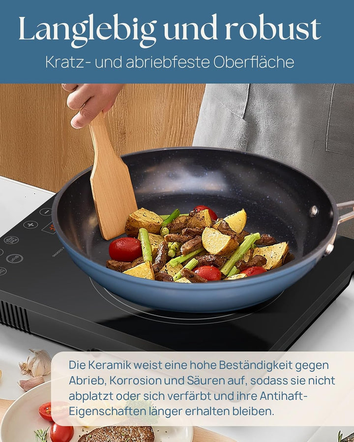 Nuwave 7,6L Gesundes Duralon Blue Keramik Antihaft-Suppentopf in Gemütlichem Blau, PFAS-frei, Spülma