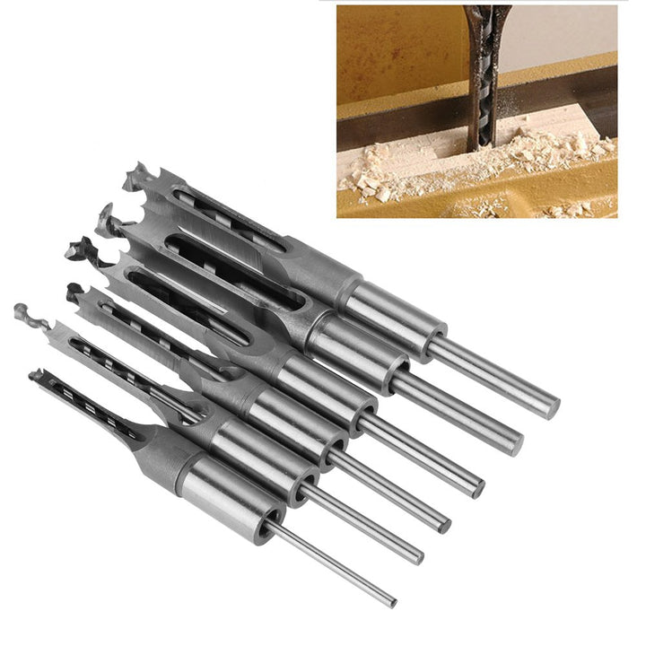 Quadratischer Loch-Bohrer, 6Pcs Lochsäge Schlangenbohrer Holzbearbeitung Werkzeug Holz-Bohrer für qu