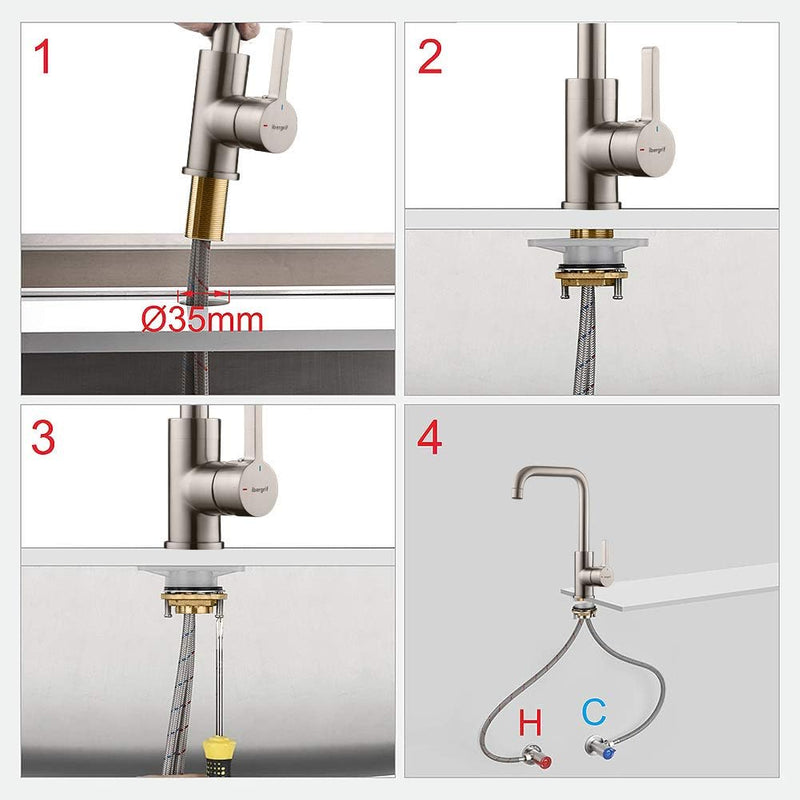 IBERGRIF M22105A, Hoch Küchenarmatur, Einhebel Spültischarmatur, Wasserhahn für Küche, Matt, Grau, G