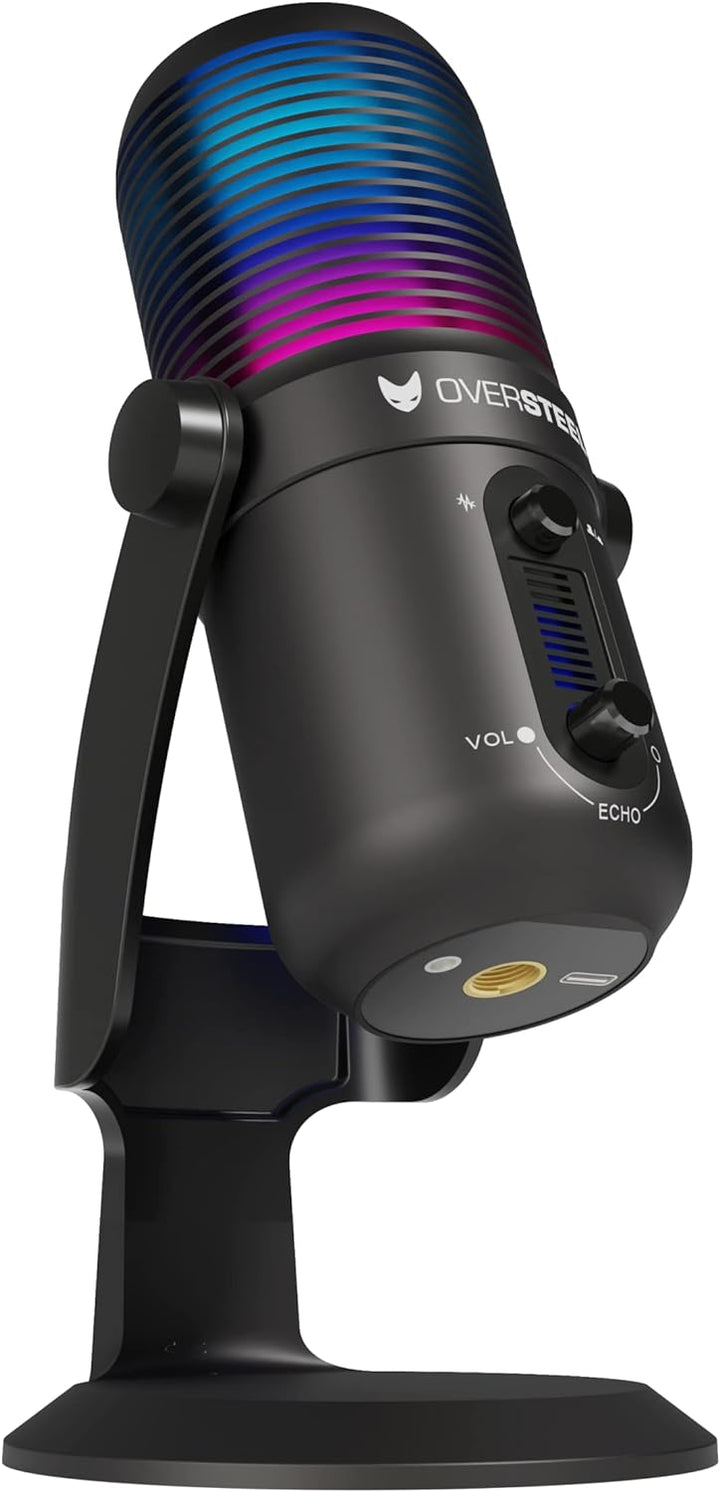 Oversteel - Elinvar USB-Gaming-Mikrofon, Nieren- und Kugelcharakteristik mit Arm und Ständer, RGB-Be