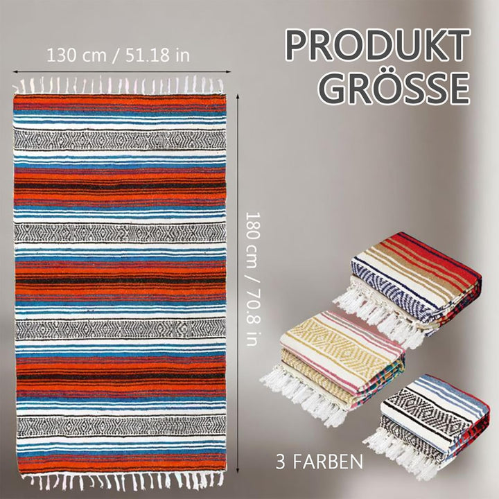 3 Stück Mexikanische Deckel, 115 x 180 cm Boho-Überwurf Tischdecke Mexican | Grosser Baumwoll-Überwu