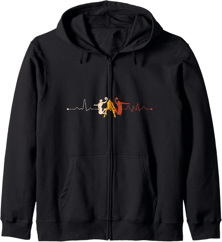 Vintage Retro-Basketball-Spieler Geschenk Herzschlag Kapuzenjacke