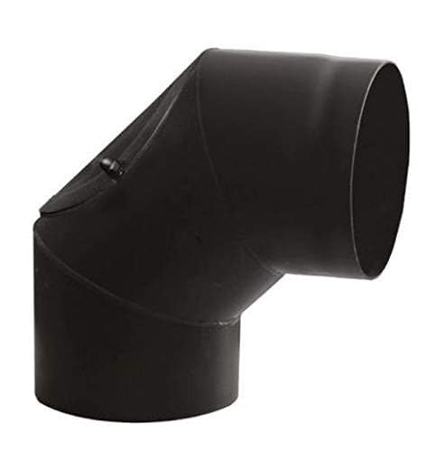 rg-vertrieb Ofenrohr Knie Winkel Bogen 90° mit Tür Stahlrohr Abgasrohr Senotherm Schwarz 2mm Heizung