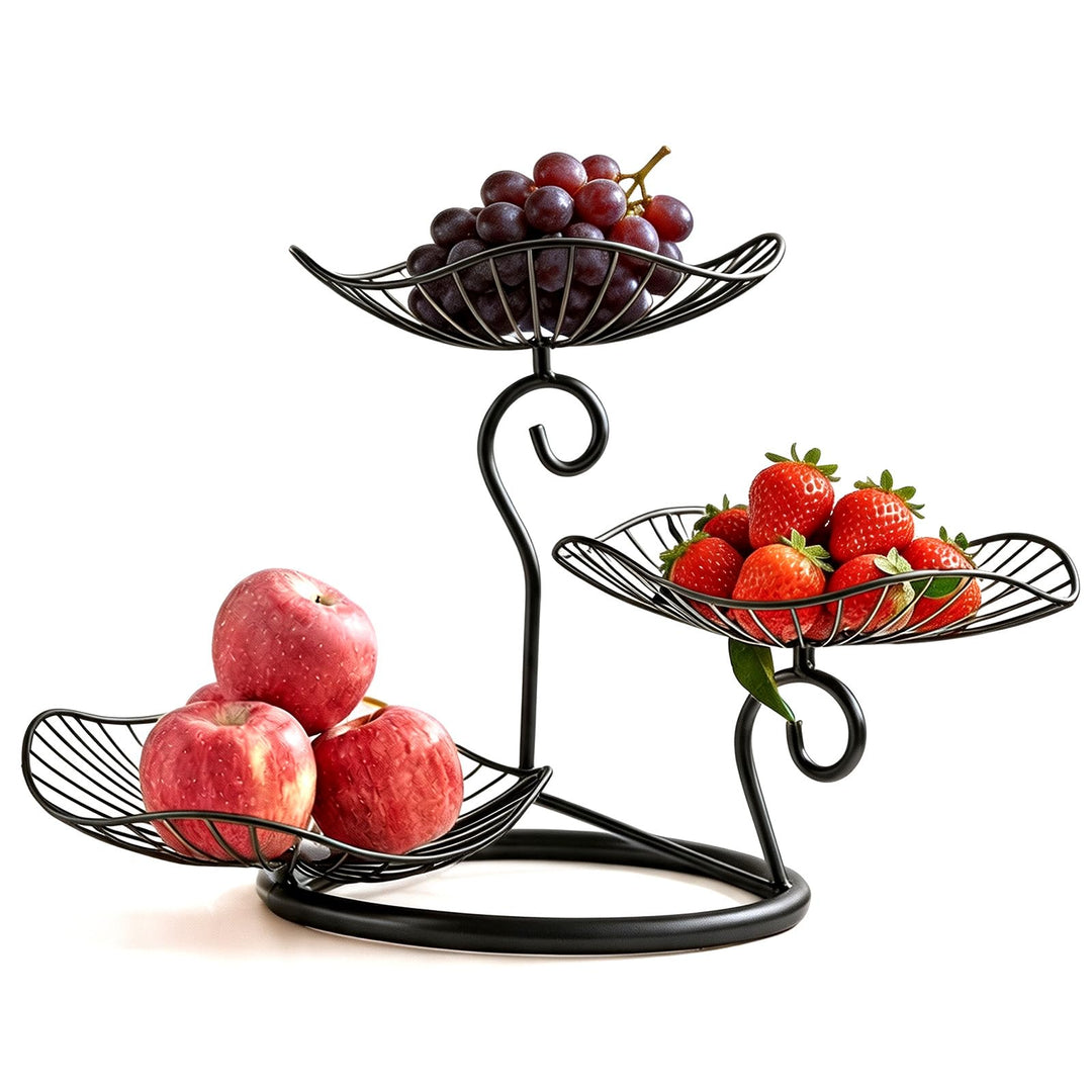 3-Stöckiger Obstkorb aus Massivem Eisen, Obstschale &amp; Etagere, Obstkorb aus Metall zur Obstaufbewahr