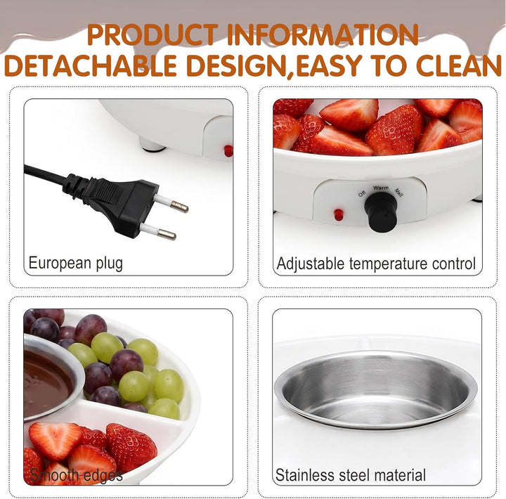 Elektrisches Schokofondue, Schokoladen Fondue mit 4 Gabeln, Temperiergerät zum Schokolade &amp; Kuvertür