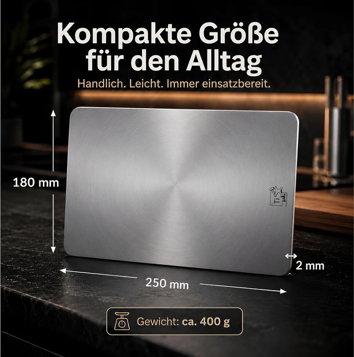 Titan Schneidebrett Made in Germany | 250 x180 x 2 mm | Hygienisch, Robust, Reines Titan