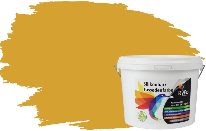 RyFo Colors Silikonharz Fassadenfarbe Lotuseffekt Trend Currygelb 3l - bunte Fassadenfarbe, weitere
