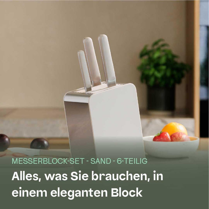 BergHOFF Home Messerblock mit Messer - 6-teilig Messerset mit Block - Küchenmesserset - Küchenmesser