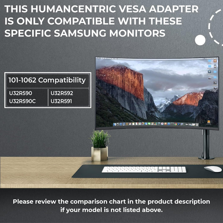 HumanCentric VESA Halterung Adapter für Samsung Curved Monitore U32R590, U32R590C, VESA Adapter Halt
