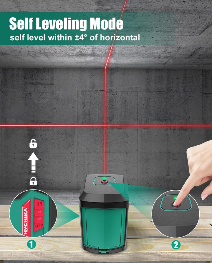 HYCHIKA Kreuzlinienlaser, Linienlaser Selbstnivellierend 15M mit Dualem Lasermodul 360°Umschaltbar H
