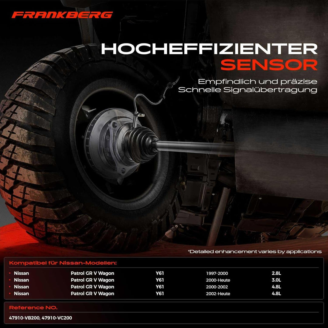 ABS Sensor Raddrehzahl Vorne Rechts für Patrol GR V Wagon Y61 2.8L 3.0L 4.8L 1997-2018 47910VC200