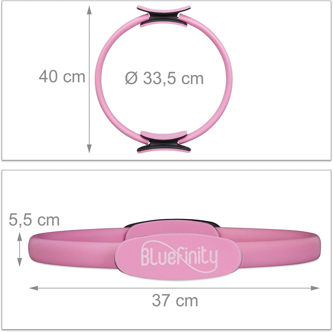Bluefinity Pilates Ring mit Übungen, Doppelgriff, gepolstert, Widerstandsring Yoga, Fiberglas, Fitne
