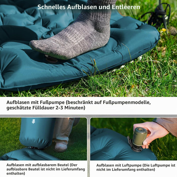 Naturehike Camping Isomatte, Ultraleichte Aufblasbare Schlafmatten, Integrierte Luftpumpe ist Einfac
