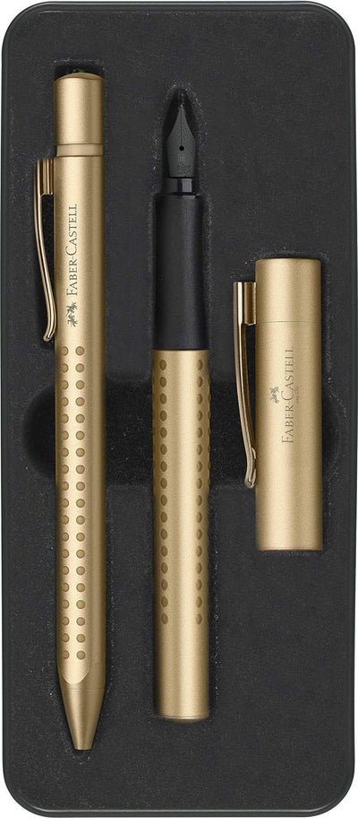 Faber-Castell 201522 - Grip Edition Set, Füller Feder M und Kugelschreiber, gold, 1 Set Gold Füller