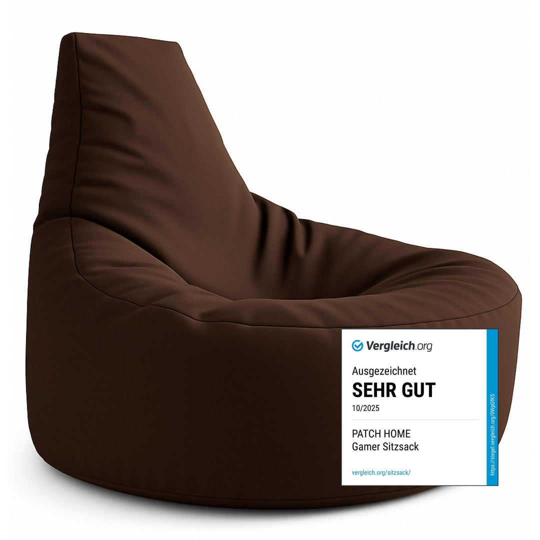 PATCH HOME Gamer Kissen & Lounge Sitzsack – befüllbar mit Reissverschluss, gefüllt mit Styropor, gee
