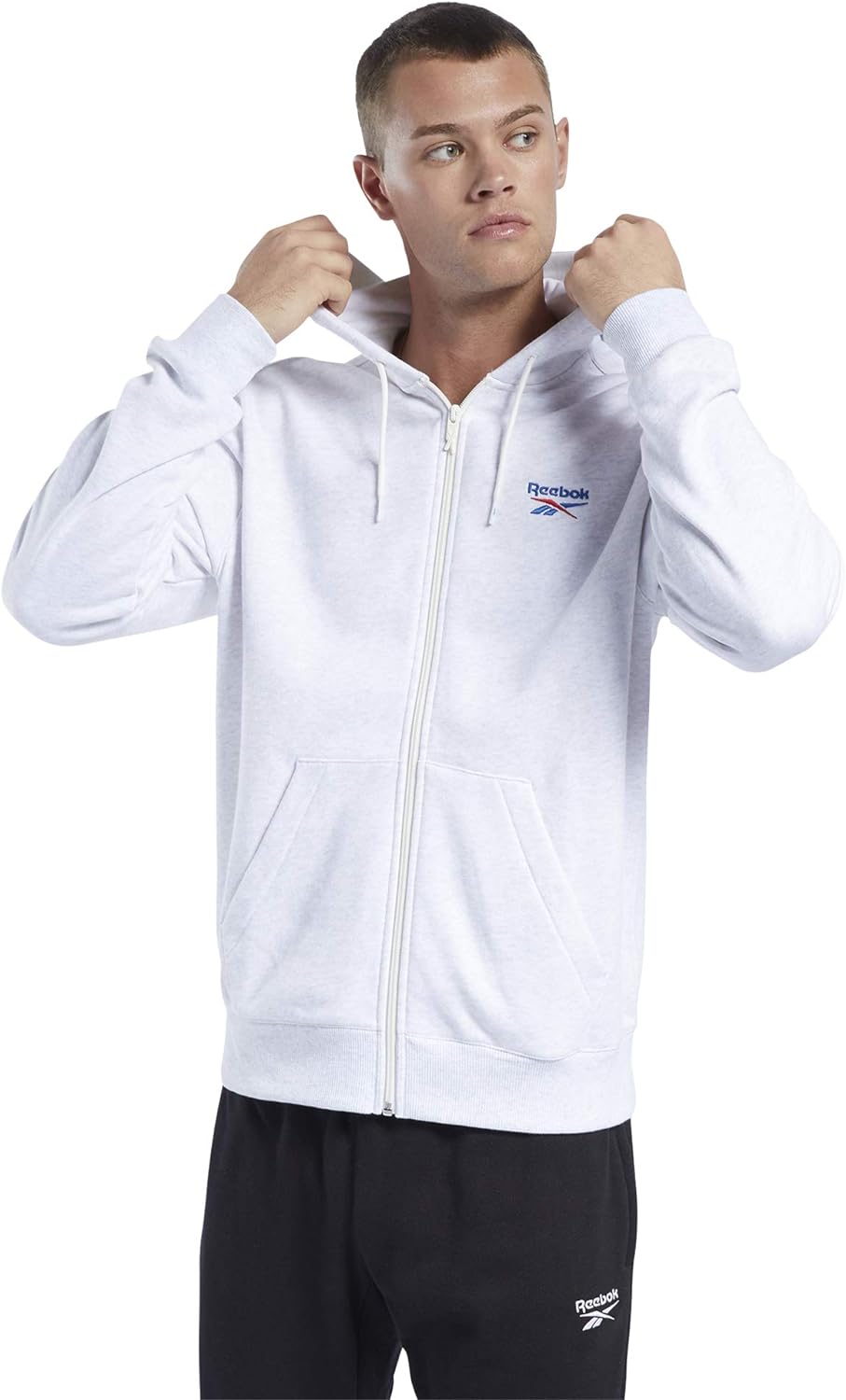 Reebok Herren Cl F Vector Fullzip Kapuzenpullover M Whtmel, M Whtmel