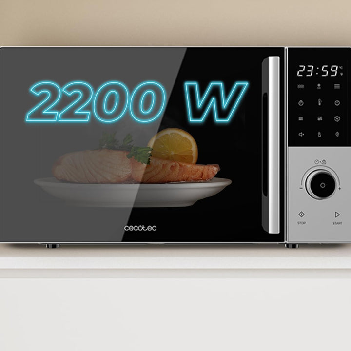 Cecotec Proclean 2500 Digitale Mikrowelle mit Grill, 25 l, 850 W, Grill 1200 W, Konvektion 2200 W, 8