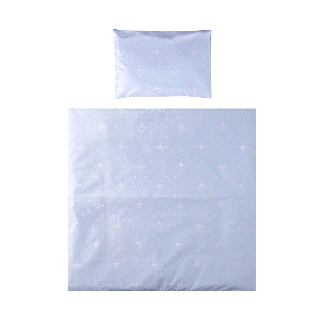 Lorelli Babybettwäsche-Set Eva 5-tlg Decke 75 x 75 cm, Kissen 29 x 42 cm, Bezüge, Farbe:hellblau, He