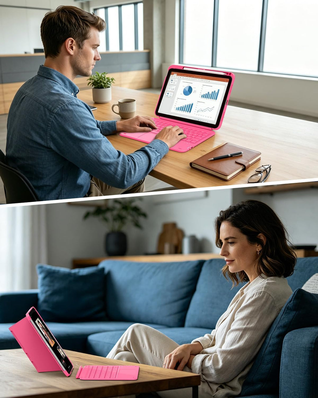 CACOE iPad 11 Hülle mit Tastatur (A16) 2025 & iPad 10. Generation 10,9 Zoll, Magnetisch Abnehmbare K