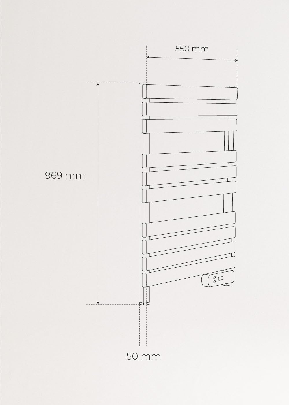 CREATE / WARM Towel 500W / Elektrischer Badheizkörper Cremeweiss mit Regal 1 Stange / 96,9x55x5cm /