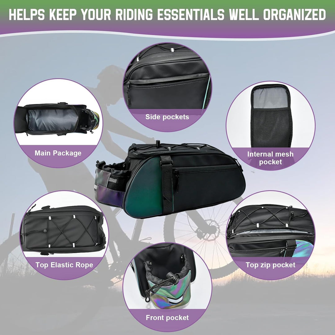 Fahrradtasche für Gepäckträger 10L Satteltaschen für Fahrrad Gepäckträgertasche Wasserdicht Reflekti