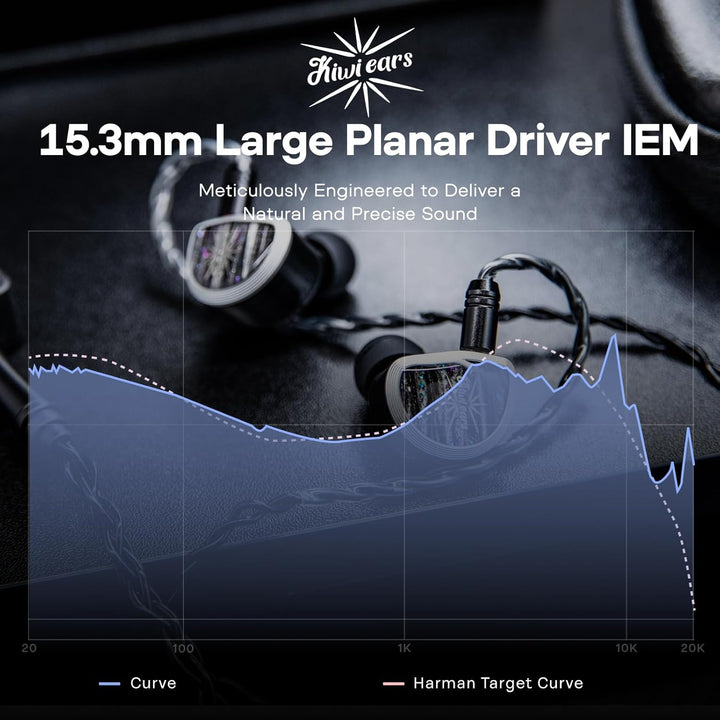 Linsoul Kiwi Ears Aether In Ear Monitor, 15,3mm grosser Planartreiber IEM-Kopfhörer, HiFi-kabelgebun