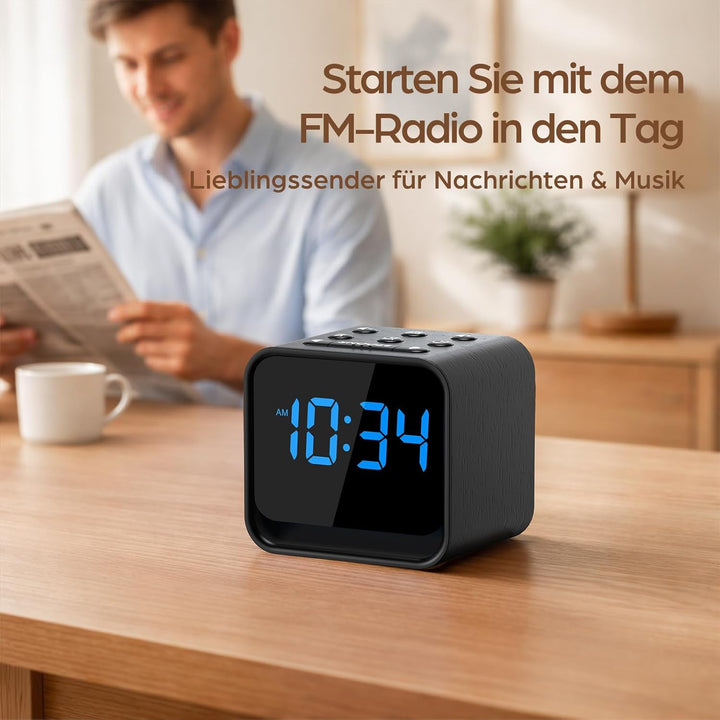 Radiowecker mit Naturklängen & dimmbarer LED-Anzeige – digitaler Wecker mit Nachtlicht, sanftes Aufw