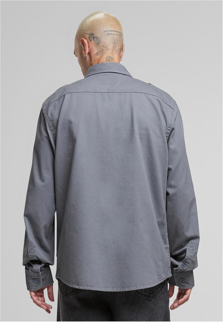 Brandit Herren Vintage Shirt Long Sleeve Hemd M Charcoal Grey, M Charcoal Grey