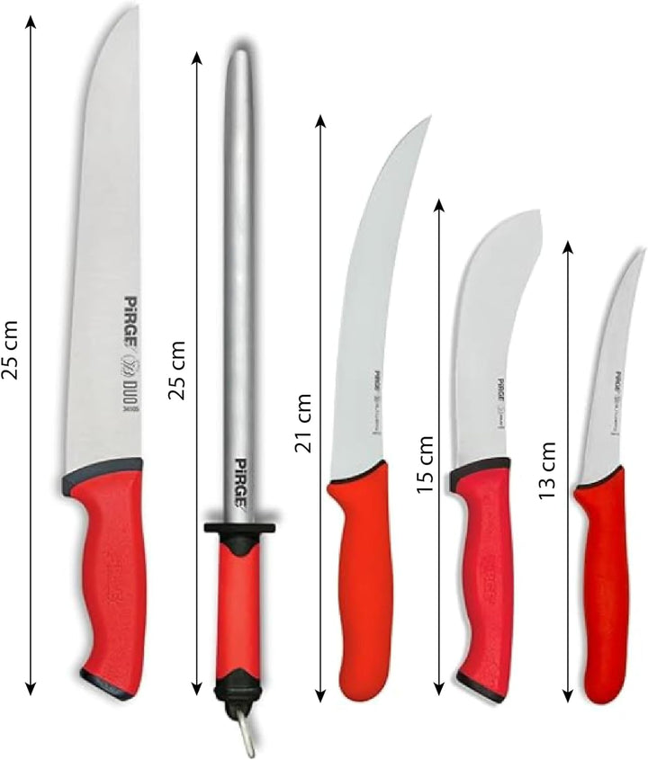 Pirge Metzgermesser Set für Messer Shop - Schlachtermesser Set 5 TLG - 25 cm Metzgeresser - 21 cm Au