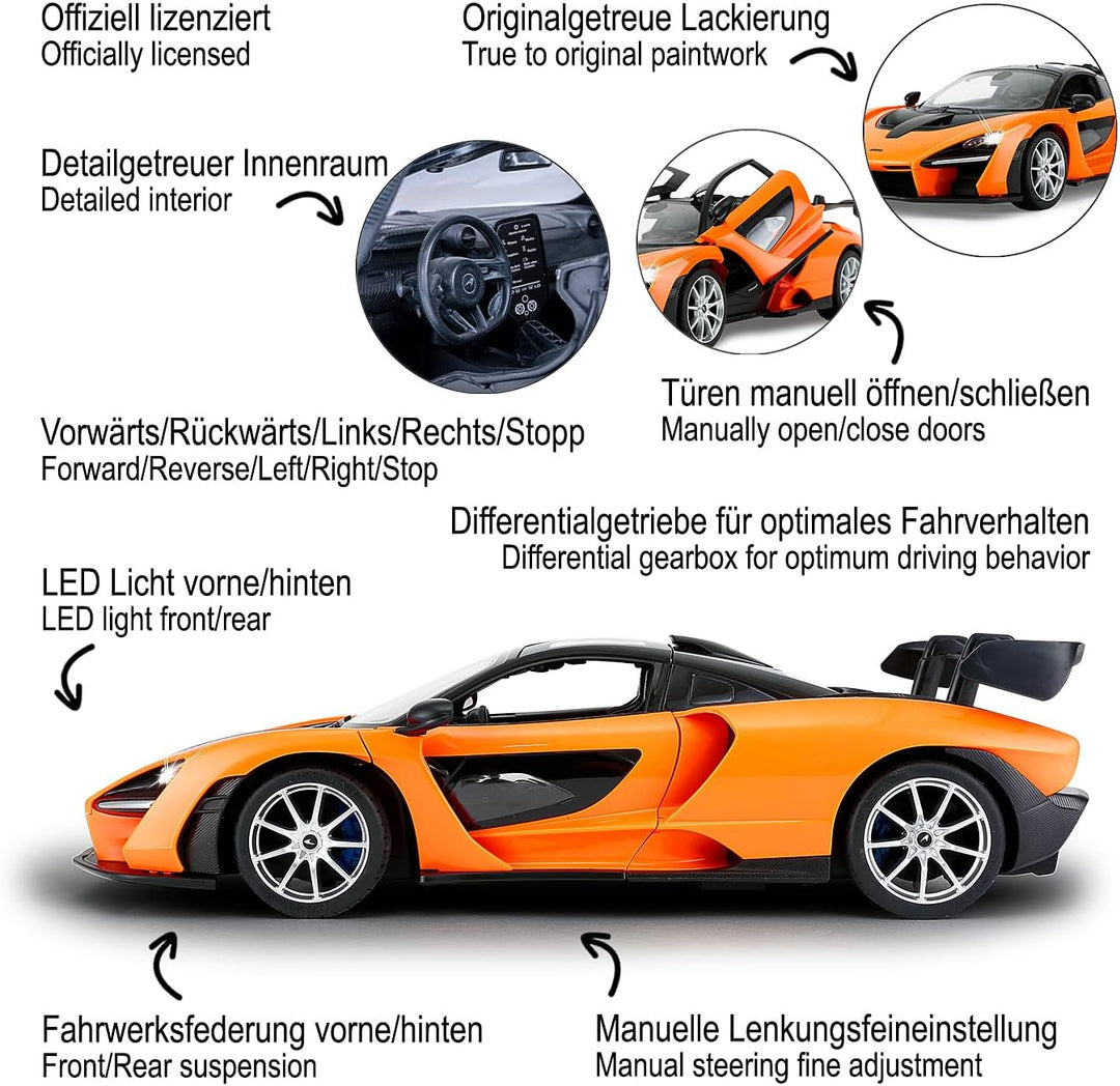 JAMARA 403119 - McLaren Senna 2,4 GHz 1:14 - RC Auto, offiziell lizenziert, bis 1 Std Fahrzeit, ca.