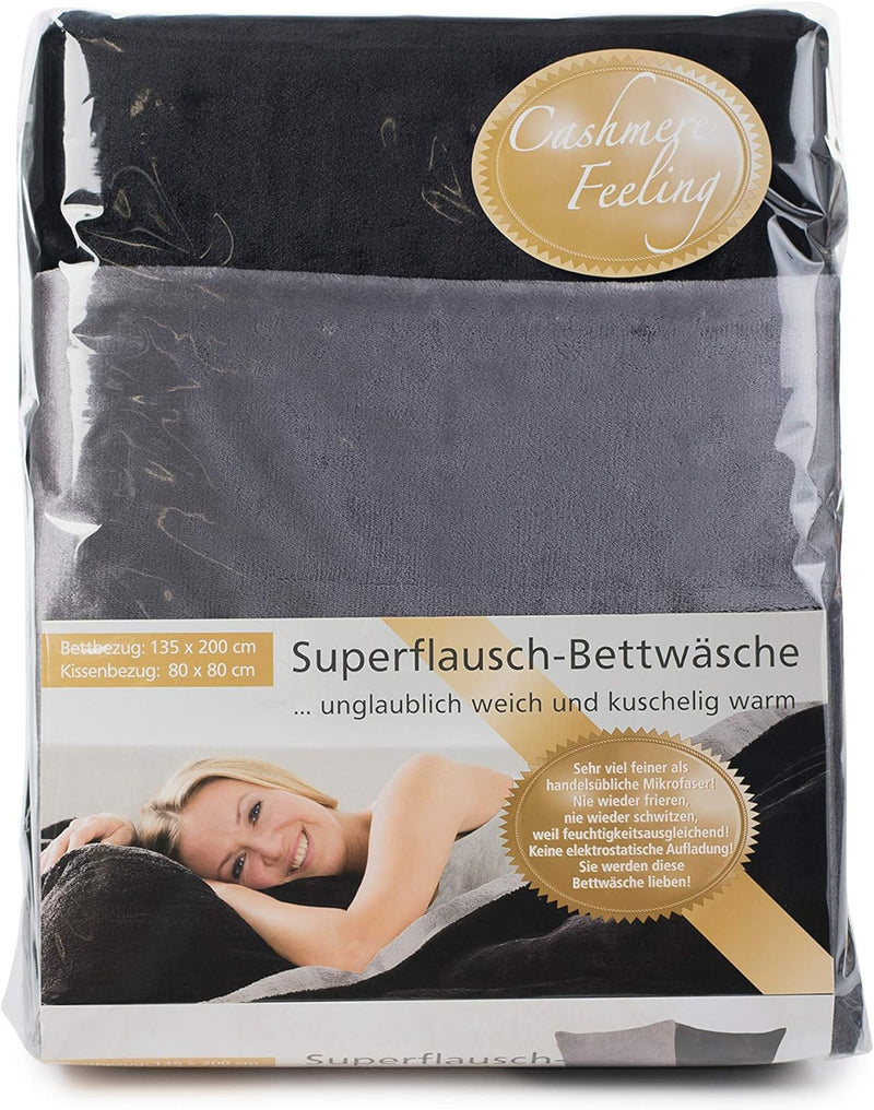 Gözze - Wendebettwäsche, Cashmere-Feeling, Bettbezug: 135 x 200 cm, Kissenbezug: 80 x 80 cm, Mikrofa
