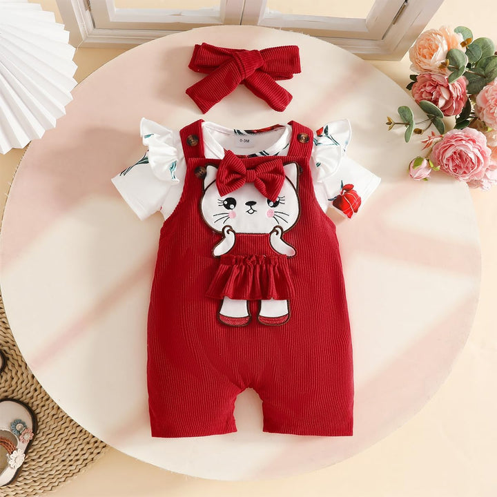 Baby Mädchen Kleidung Outfits Herbst Winter Niedlich Liebe Druck Strampler Cartoon Bär Overalls Hose