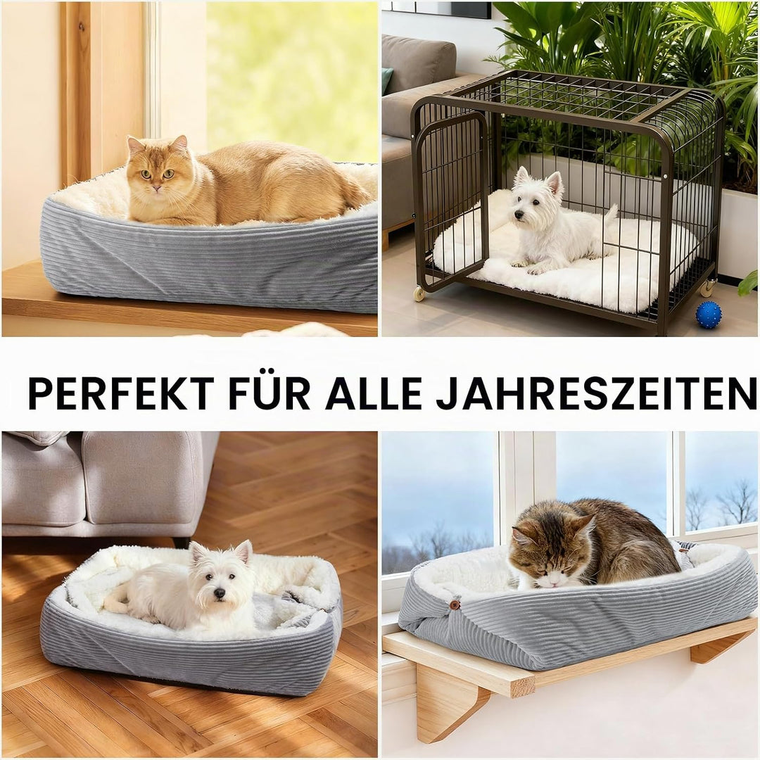 Weiches Katzenbett Waschbar 75x50 cm Plüsch Haustierbett für Kleine Hunde und Katzen - 2 in 1 Katzen