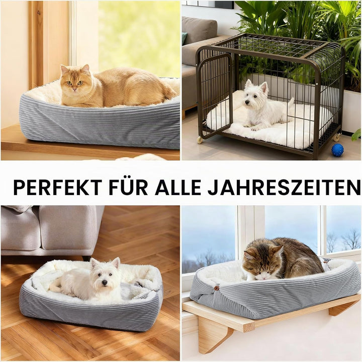 Weiches Katzenbett Waschbar 75x50 cm Plüsch Haustierbett für Kleine Hunde und Katzen - 2 in 1 Katzen