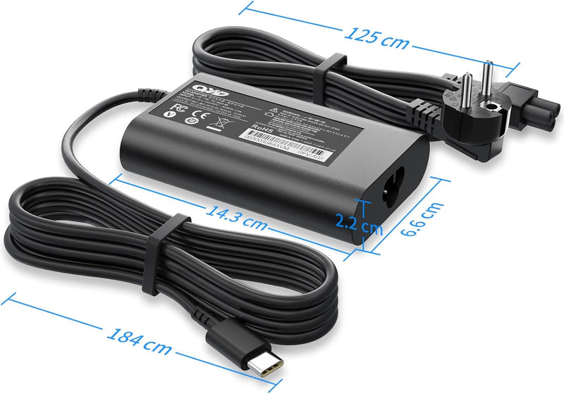 QYD 130W USB Type-C PD Netzteil Notebook Ladegerät für Laptop Ladekabel Dell Precision 5520 5540 555