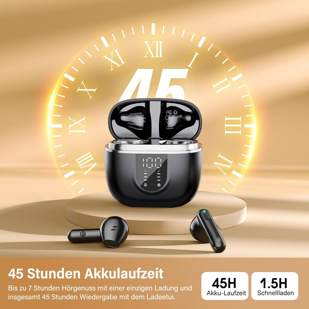 Bluetooth Kopfhörer, Kopfhörer Kabellos Bluetooth 5.4, Hi-Fi Sound In Ear Kopfhörer mit ENC Noise Ca