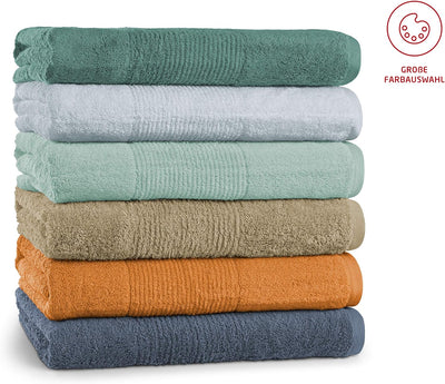 fleuresse Frottier 2828 2er-Set Duschtuch, mit Streifenbordüre und Kordelaufhänger, Ökotex Standard