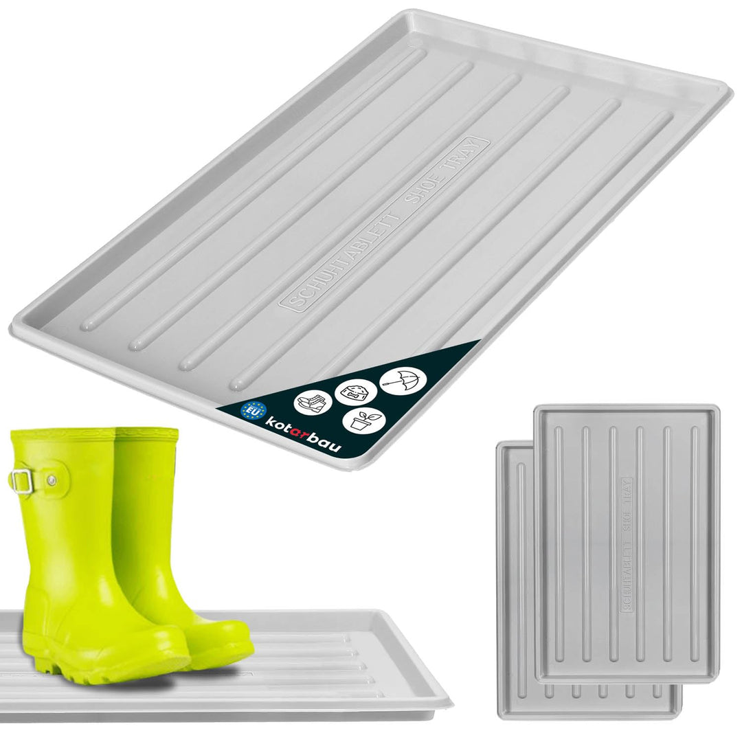 KOTARBAU® 2er Set Schuhabtropfschale 45x30 cm Abtropfmatte Schuhe Grau Schuhmatte Abtropfmatte Kunst