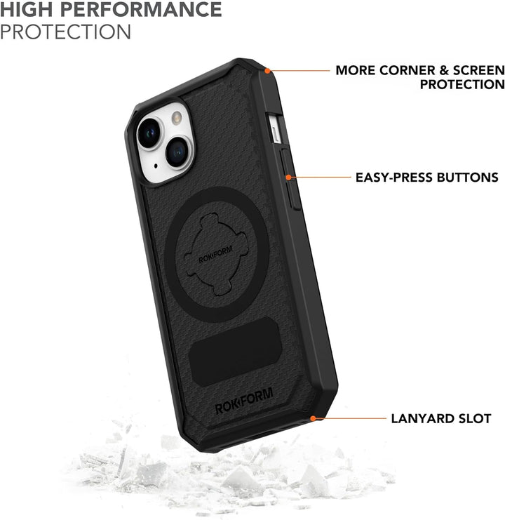 ROKFORM - iPhone 15 Hülle, Rugged Serie, magnetisch, iPhone 15 Hülle mit RokLock Drehverschluss, sch