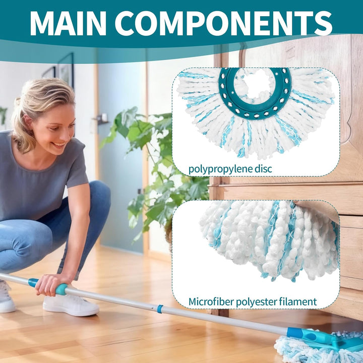 Clean Twist Disc Mop, 4 Stück Wischmop Ersatzbezug Kompatible Ersatzmoppköpfe Ersatzkopf für Leifhei