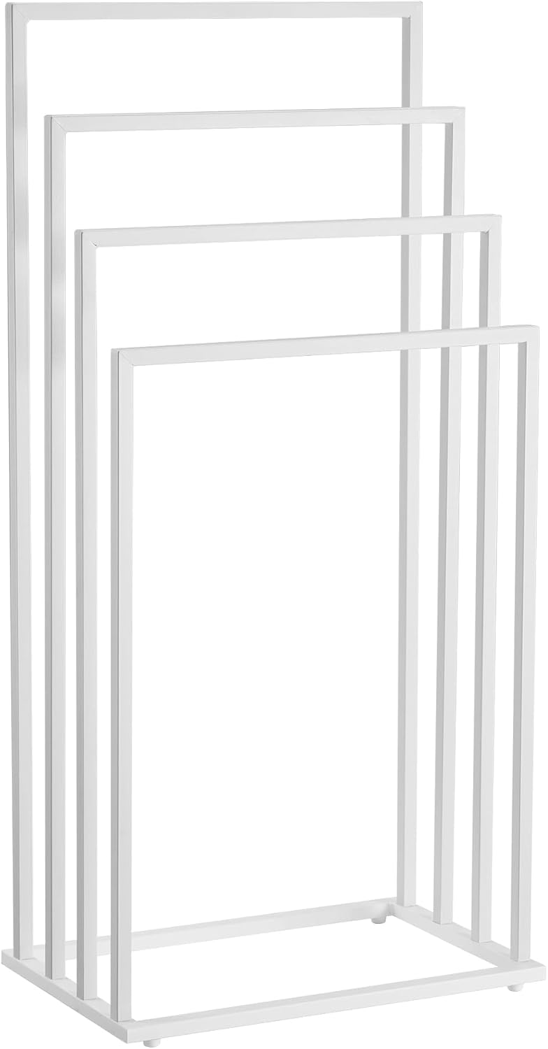 Handtuchständer Weiss – 4Ebenen, freistehend, platzsparend & modern – Stahl, Weiss