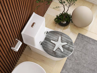 SINOBATH WC-Sitz Toilettensitz mit Absenkautomatik, MDF-Holzkern, Softclose-Scharnier (Grauer Seeste