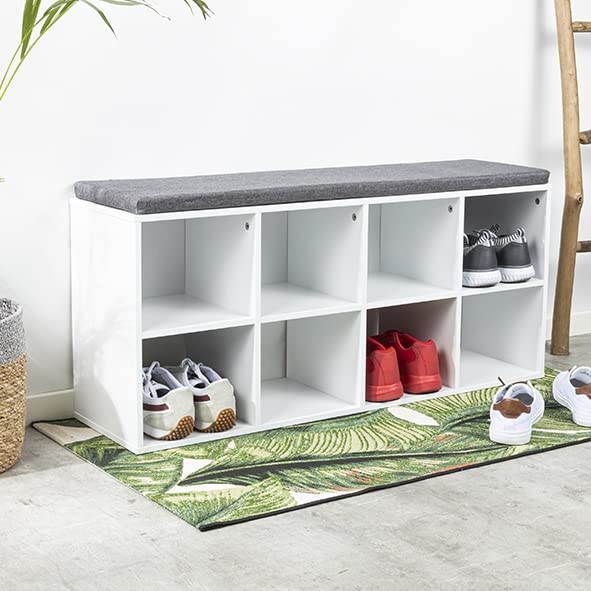 habeig Schuhbank mit Bankauflage 104 x 29 x 48 cm Schuhregal Regal mit Sitzkissen und Gepolsteter Fl