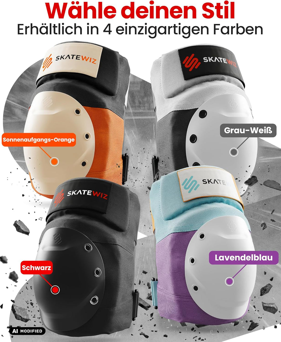 SKATEWIZ Inliner Schoner Schlittschuhe Damen - Handschoner, knie und ellenbogenschützer Erwachsene -