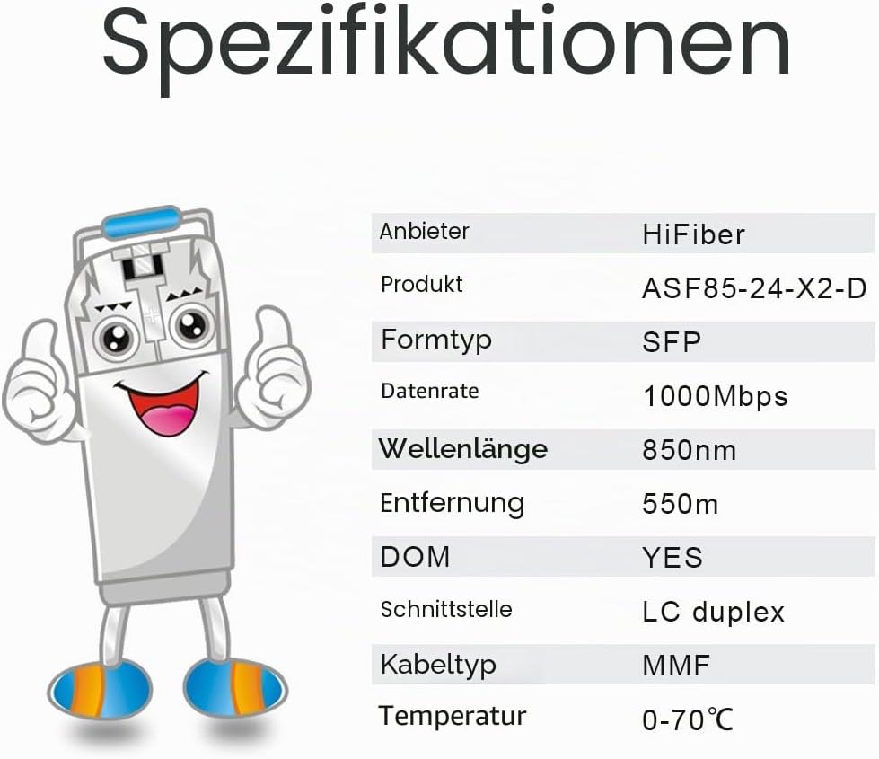 für HPE 1000BASE-SX SFP Transceiver, 1.25G SFP zu LC Multimode Glasfasermodul (J4858A, J4858B, J4858
