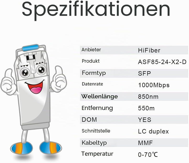 für HPE 1000BASE-SX SFP Transceiver, 1.25G SFP zu LC Multimode Glasfasermodul (J4858A, J4858B, J4858