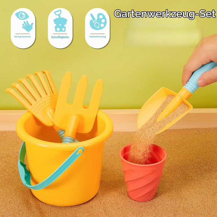 LINFUN KIDS Kinder Gartengeräte Spielzeug Sandspielzeug mit Giesskanne Schaufel Rechen, Gartenwerkze